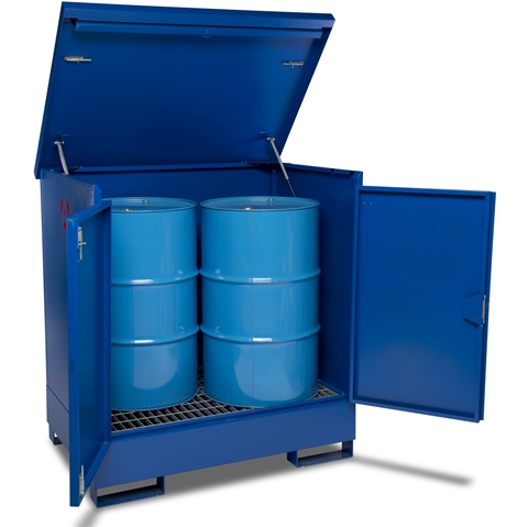 DrumBank - 2 Drum Enclosed Spill Pallet - Overall Size  H1350mm x W1350mm x D900mm
