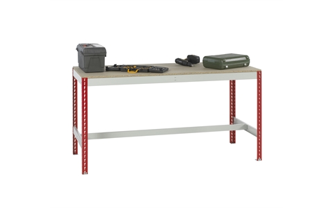 Stockrax Workbench with T-bar - H928mm x W1800mm x D750mm - Chipboard Deck - Red
