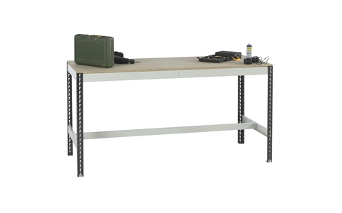 Stockrax Workbench with T-bar - H928mm x W1800mm x D900mm - Chipboard Deck - Dark Grey